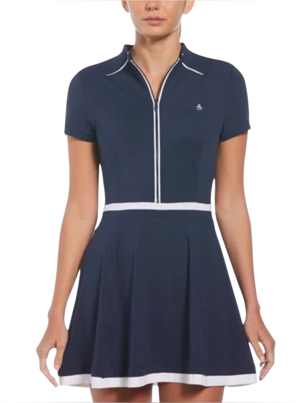 NWT Original Penguin Navy & White Short Sleeve Zip-Front Mini skort dress medium